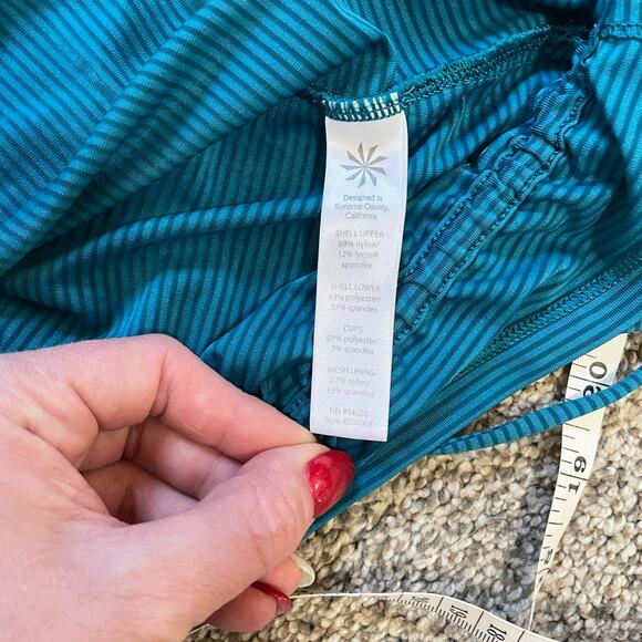 Athleta Coastal Green Teal Skills and Drills Tank Top Sz Small Blue Drawstring - Picture 6 of 6